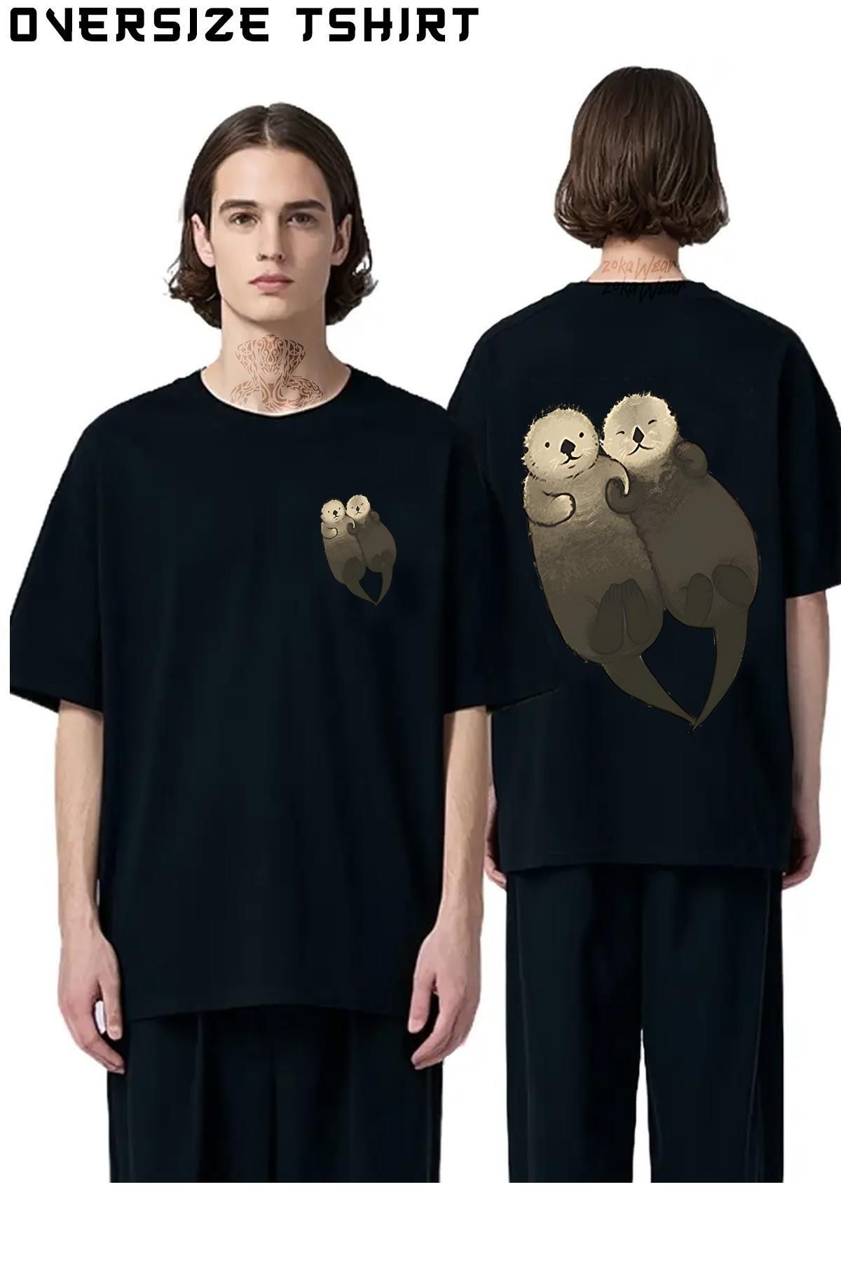 ZOKAWEAR Significant-Otters-Otters Sırt Baskılı Oversize Tişört