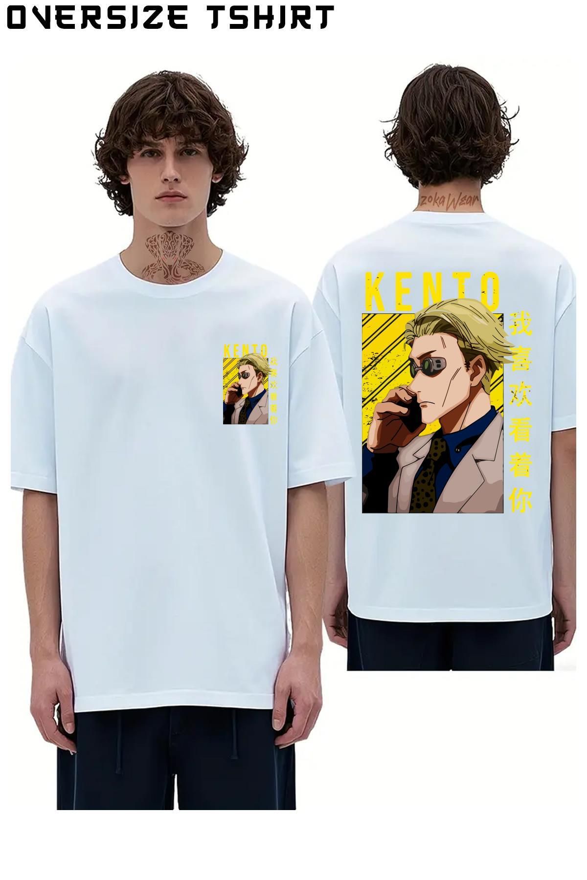 ZOKAWEAR Jujutsu-Kaisen-Kento-Nanamii Sırt Baskılı Oversize Tişört