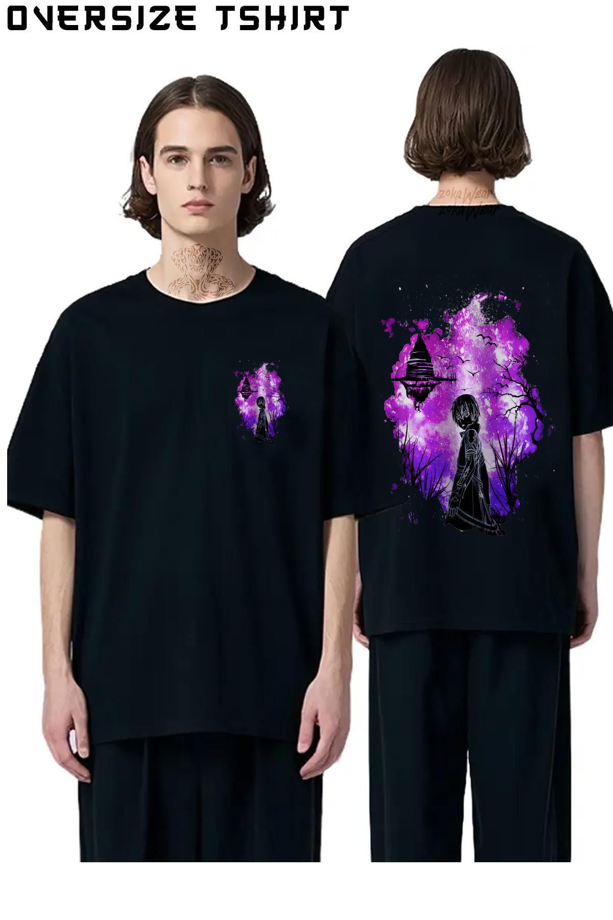ZOKAWEAR Sword-Art-Online-Kirito2 Sırt Baskılı Oversize Tişört