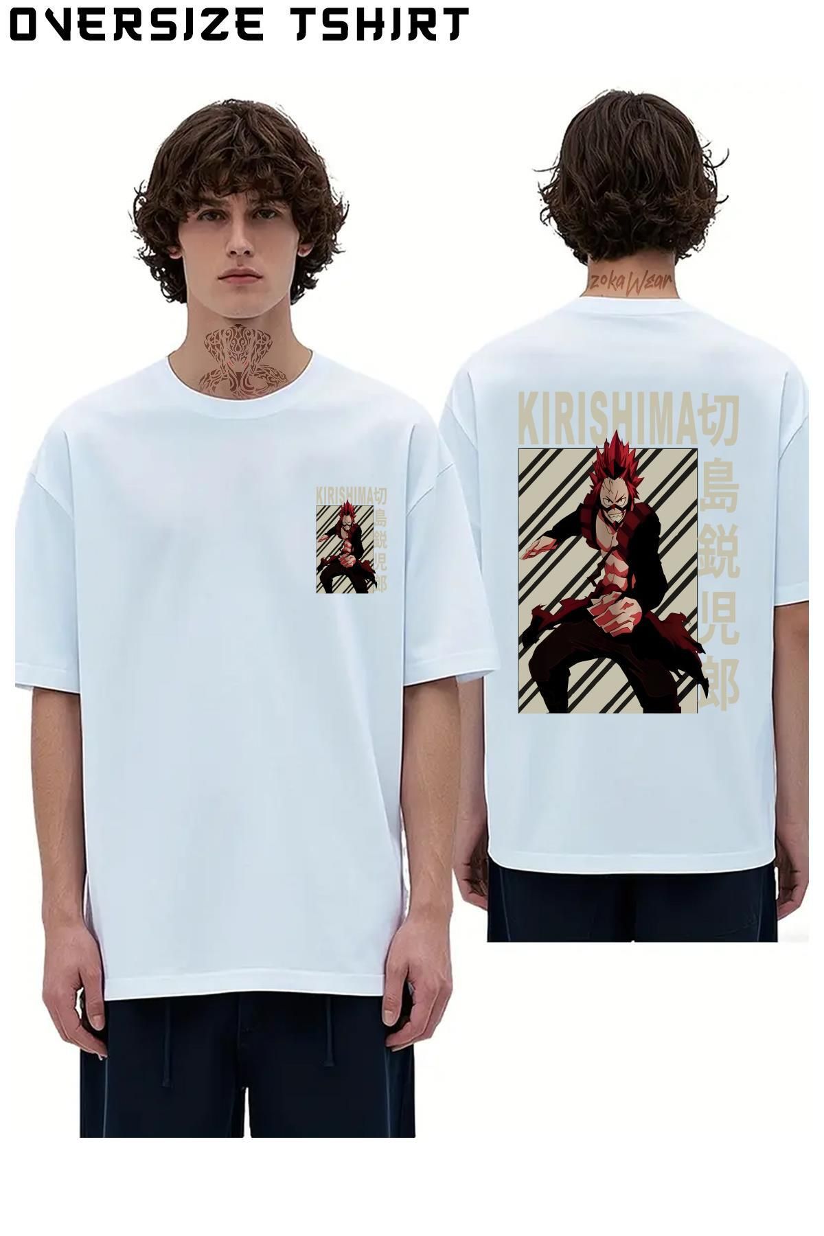 ZOKAWEAR My-Hero-Academia-Eijiro-Kirishima2 Sırt Baskılı Oversize Tişört