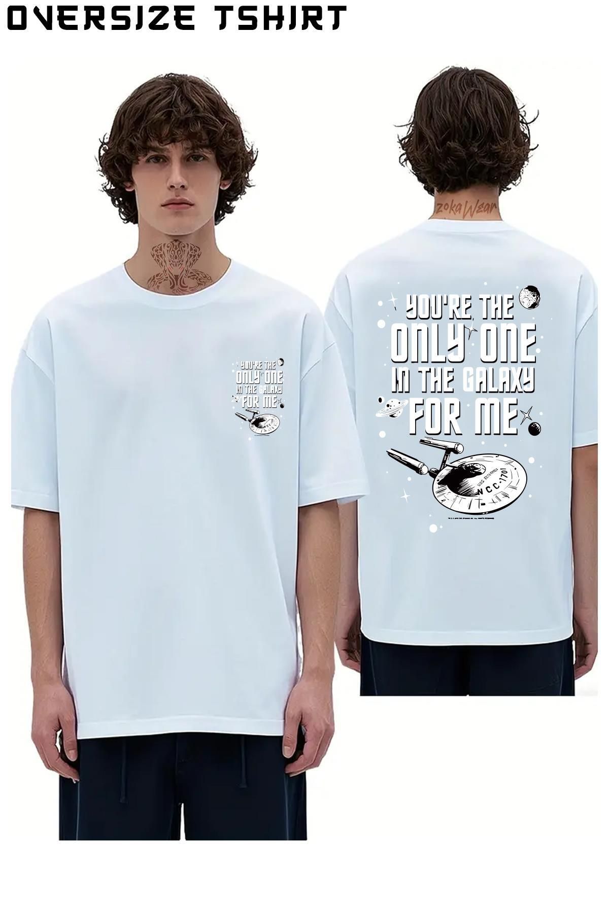 ZOKAWEAR Star-Trek-The-Only-One-In-The-Galaxy-For-Me Sırt Baskılı Oversize Tişört