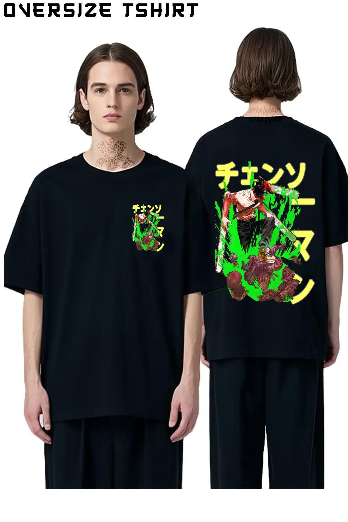 ZOKAWEAR Chainsaw-Man-Denji-Özel-v2 Sırt Baskılı Oversize Tişört