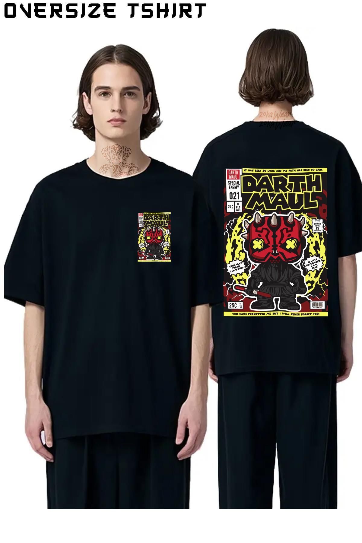 ZOKAWEAR Darth-Maul Sırt Baskılı Oversize Tişört
