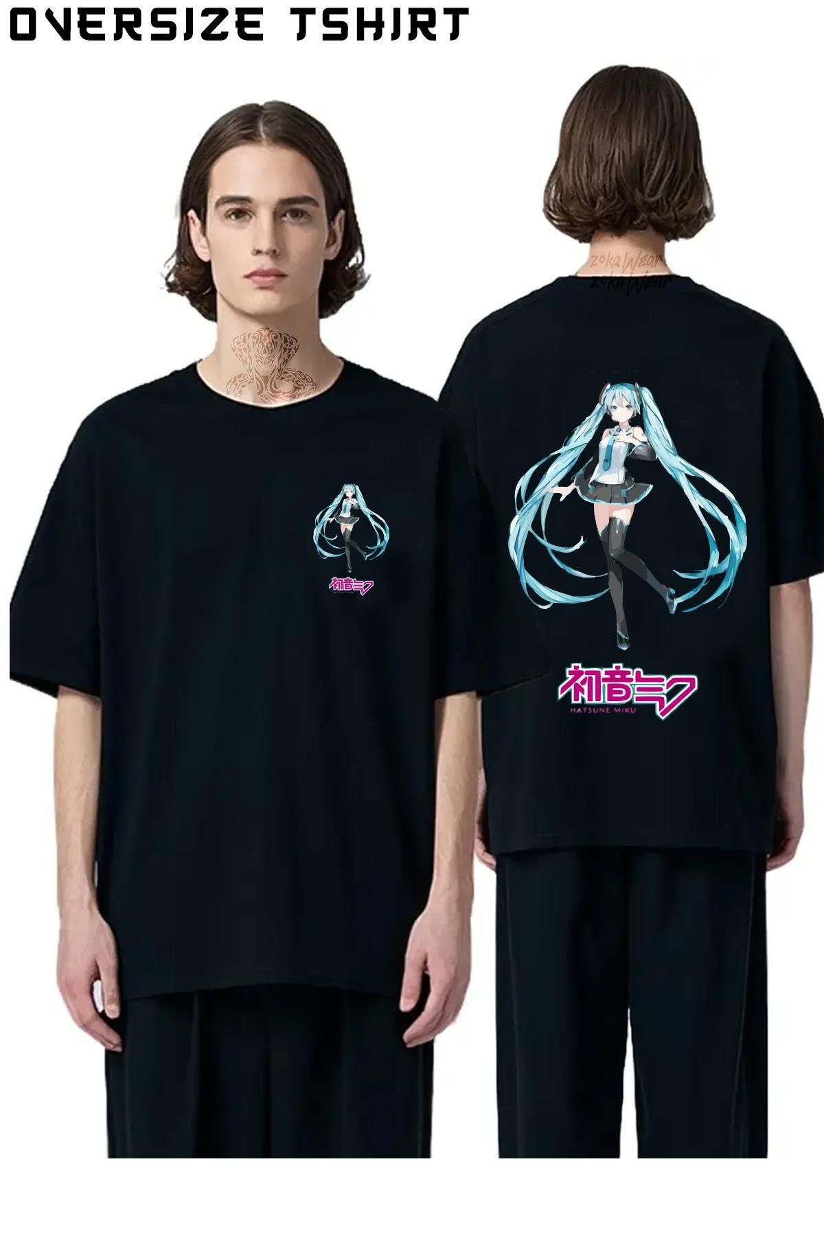 ZOKAWEAR Hatsune-Miku Sırt Baskılı Oversize Tişört
