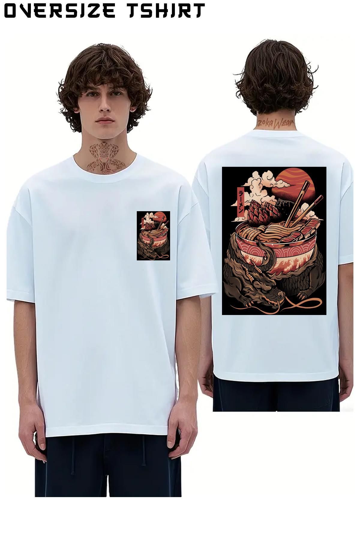 ZOKAWEAR Ejderha-v3 Sırt Baskılı Oversize Tişört