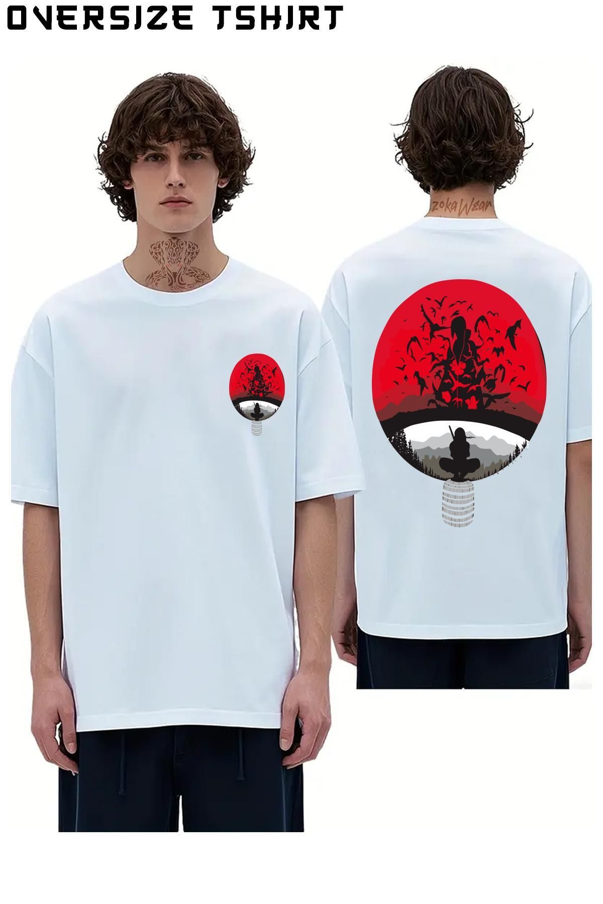 ZOKAWEAR Uchiha-Clan-V2-Naruto Sırt Baskılı Oversize Tişört