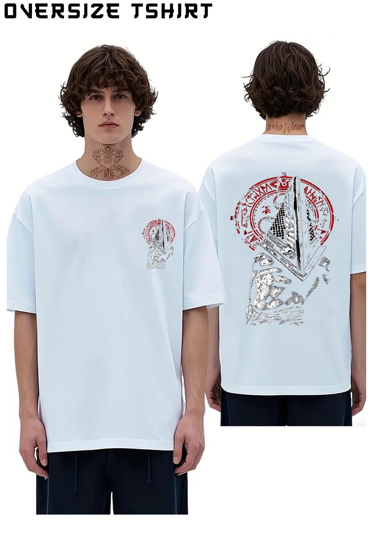 ZOKAWEAR Red-Pyramid-Thing-Halo-Of-The-Sun Sırt Baskılı Oversize Tişört