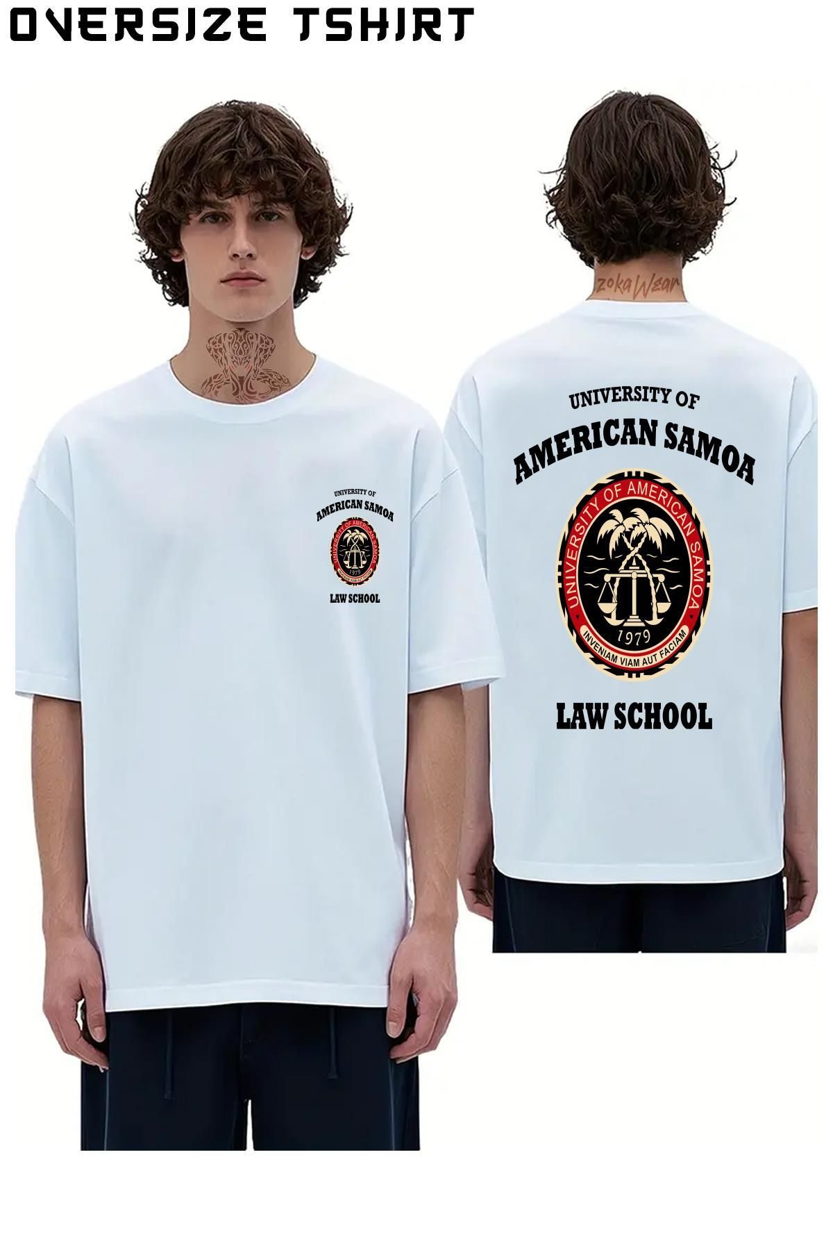 ZOKAWEAR University-of-American-Samoa-Law Sırt Baskılı Oversize Tişört