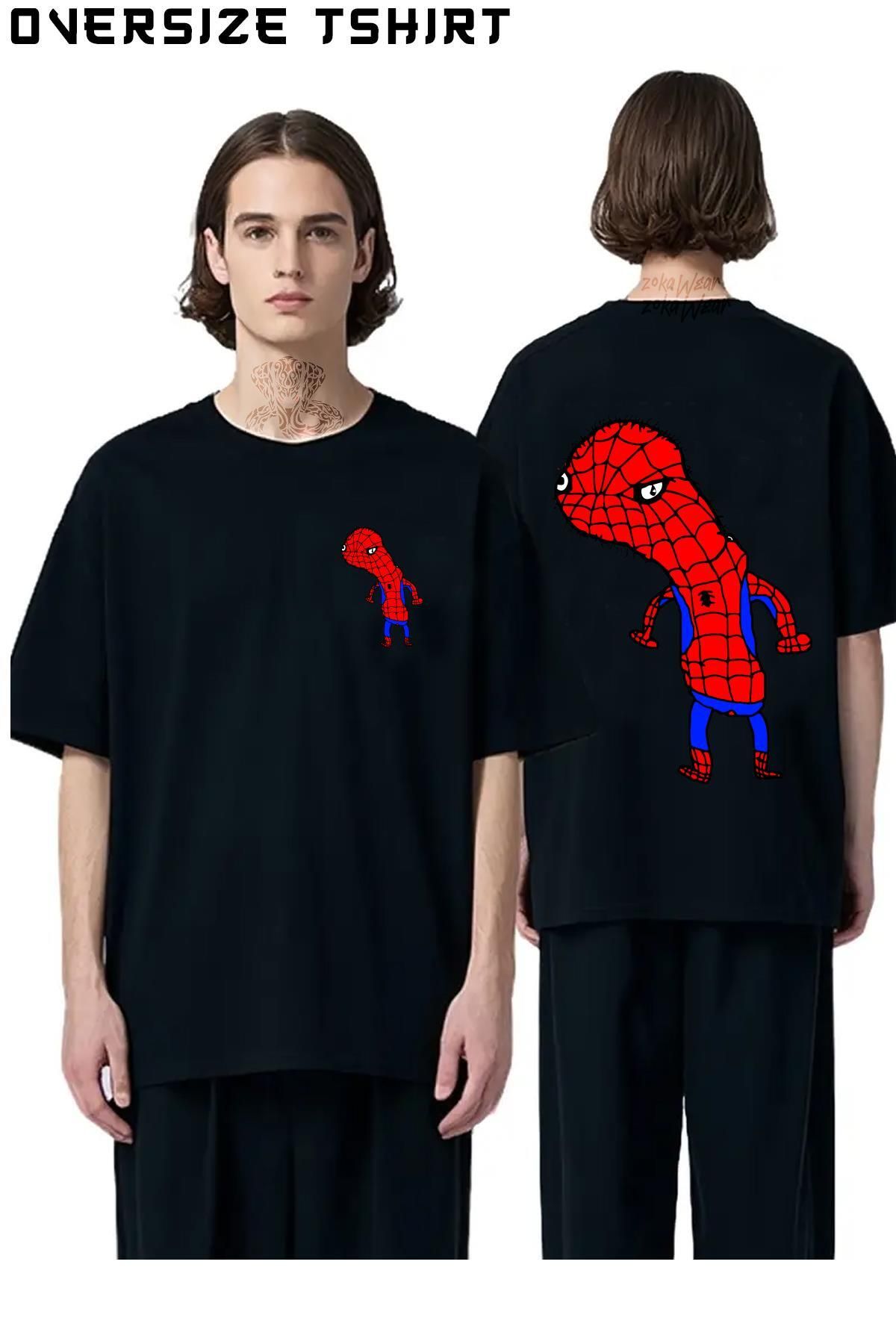 ZOKAWEAR Spoderman-Meme Sırt Baskılı Oversize Tişört