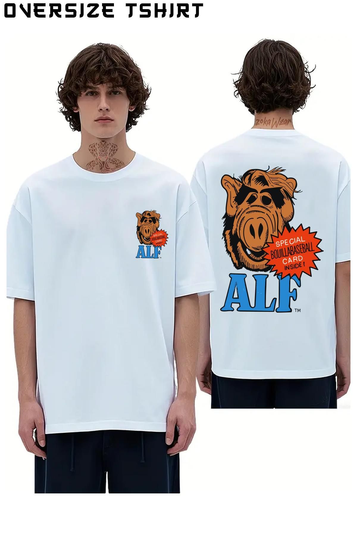 ZOKAWEAR ALF-Retro-TV-series-80s Sırt Baskılı Oversize Tişört
