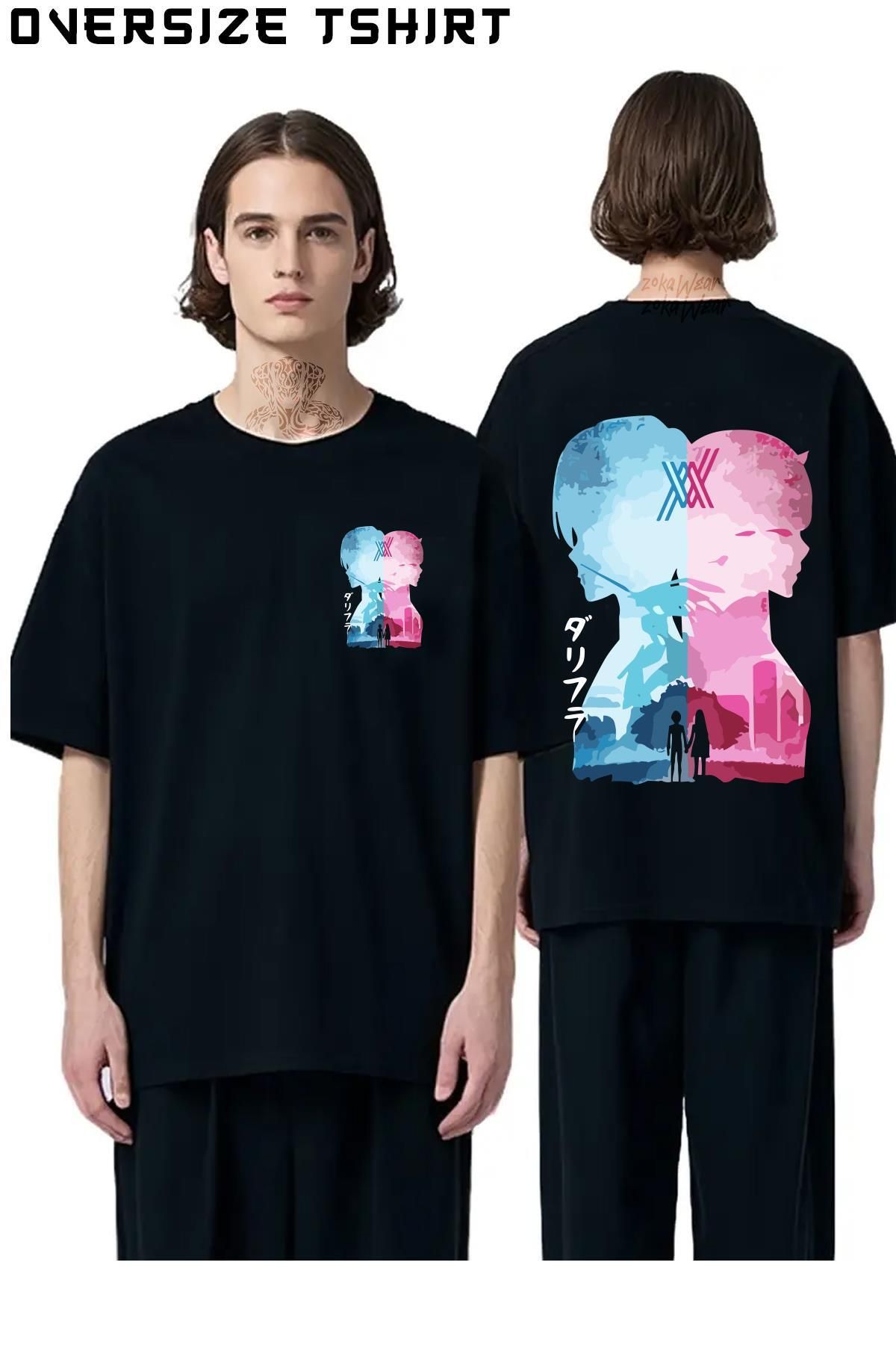 ZOKAWEAR Darling-In-The-Franxx Sırt Baskılı Oversize Tişört