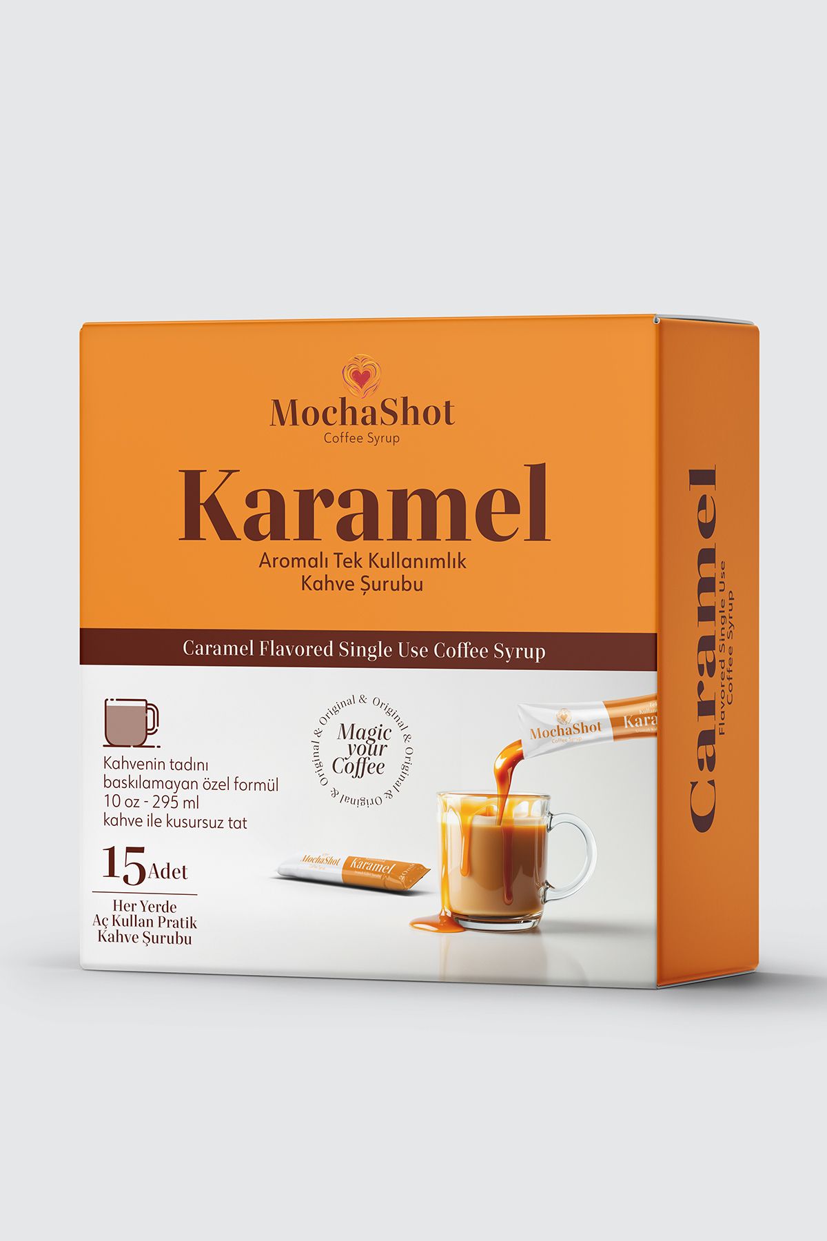 Mocha Shot MochaShot Karamel Aromalı Tek Kullanımlık Kahve Şurubu 20 ml x 15 Adet