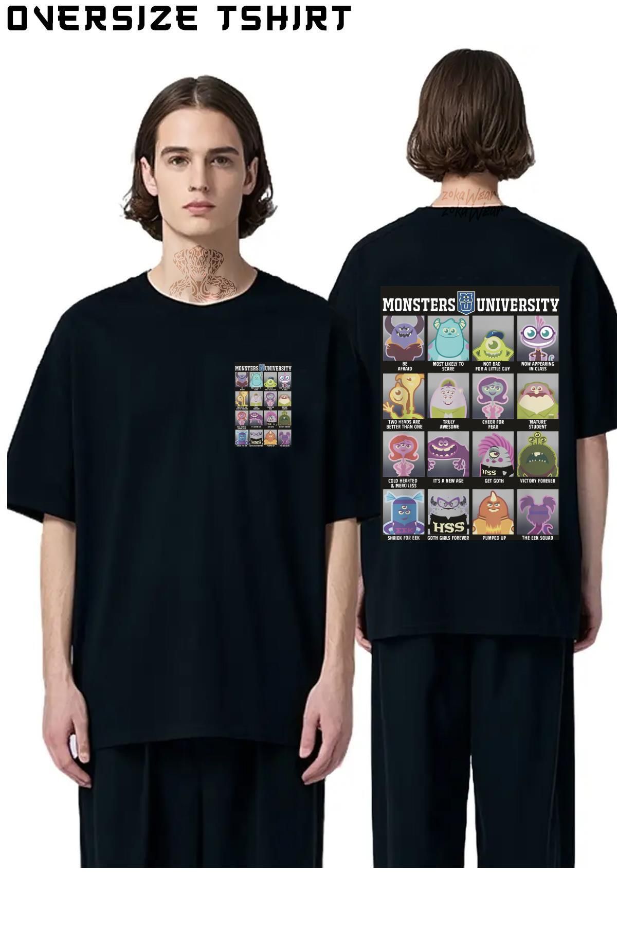 ZOKAWEAR Monsters-University-Yearbook Sırt Baskılı Oversize Tişört