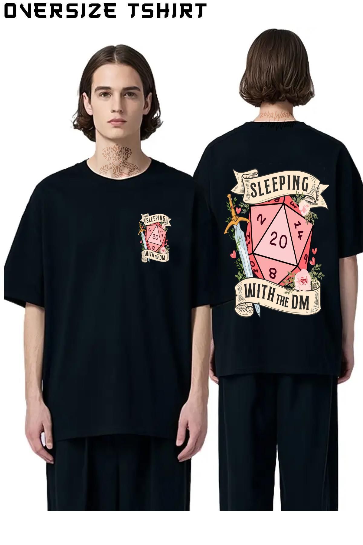 ZOKAWEAR Sleeping-With-The-Dm-Dungeon-Master Sırt Baskılı Oversize Tişört