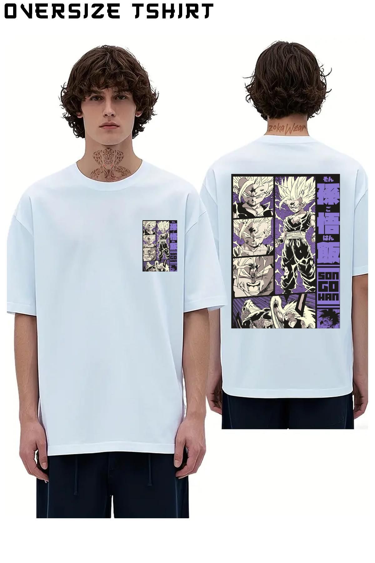 ZOKAWEAR Son-Gohan-Design-Dragon-Ball-Z Sırt Baskılı Oversize Tişört
