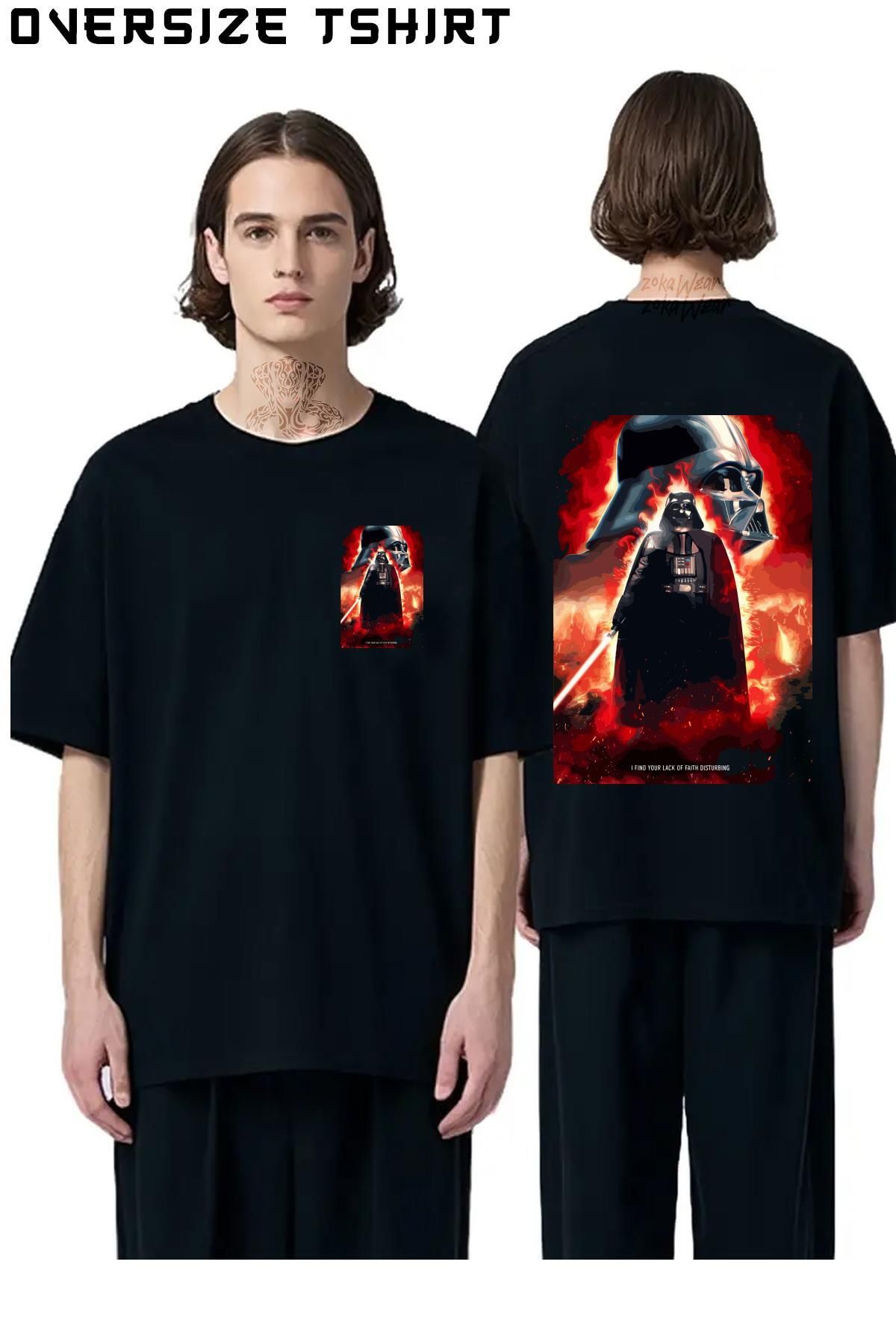 ZOKAWEAR Star-Wars-(Dart-Vader)-7 Sırt Baskılı Oversize Tişört