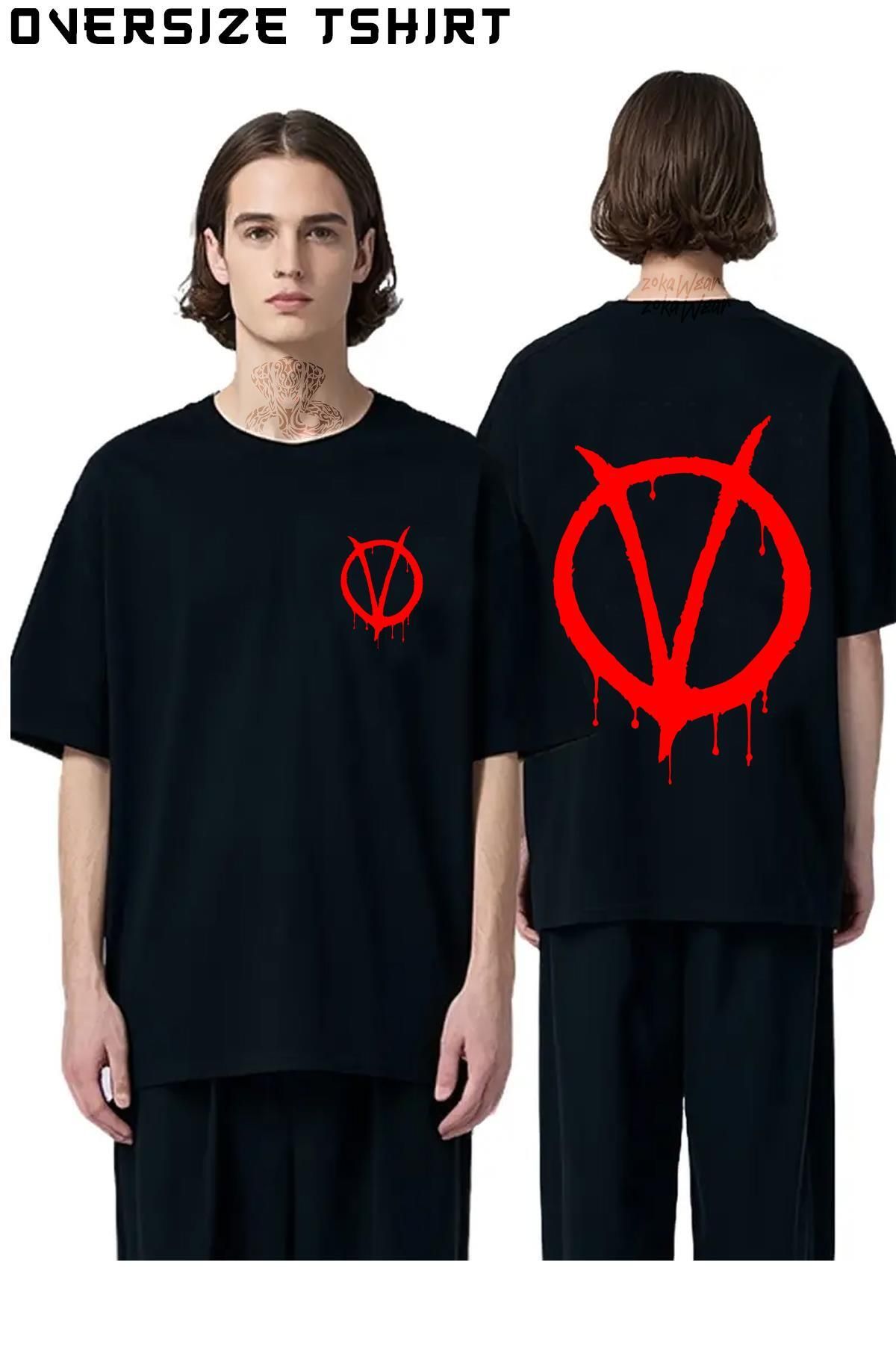 ZOKAWEAR V-For-Vendetta Sırt Baskılı Oversize Tişört