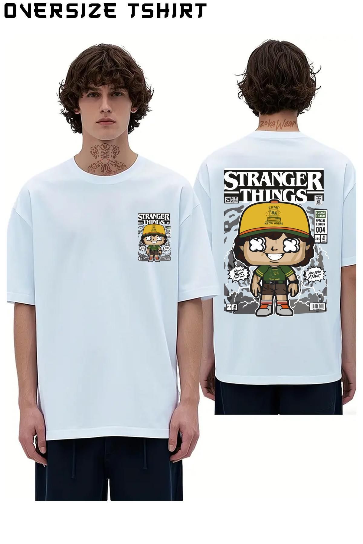 ZOKAWEAR Stranger-Things Sırt Baskılı Oversize Tişört