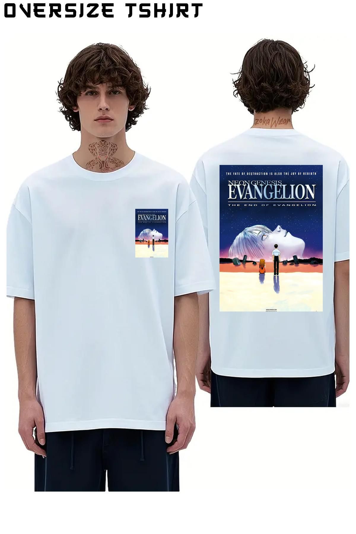 ZOKAWEAR The-End-Of-Evangelion-Poster-high-Quality Sırt Baskılı Oversize Tişört