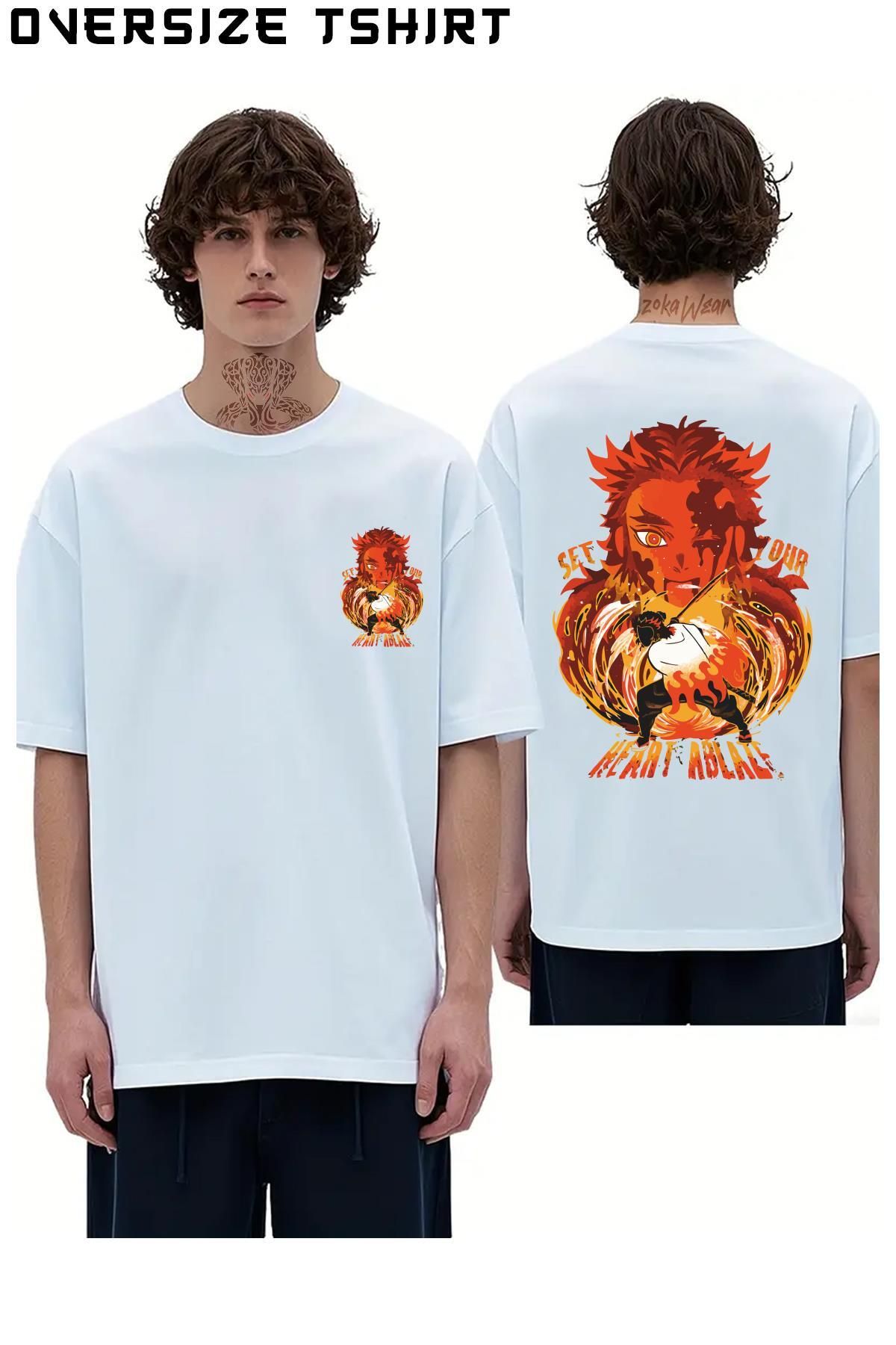 ZOKAWEAR Demon-Slayer-x6 Sırt Baskılı Oversize Tişört