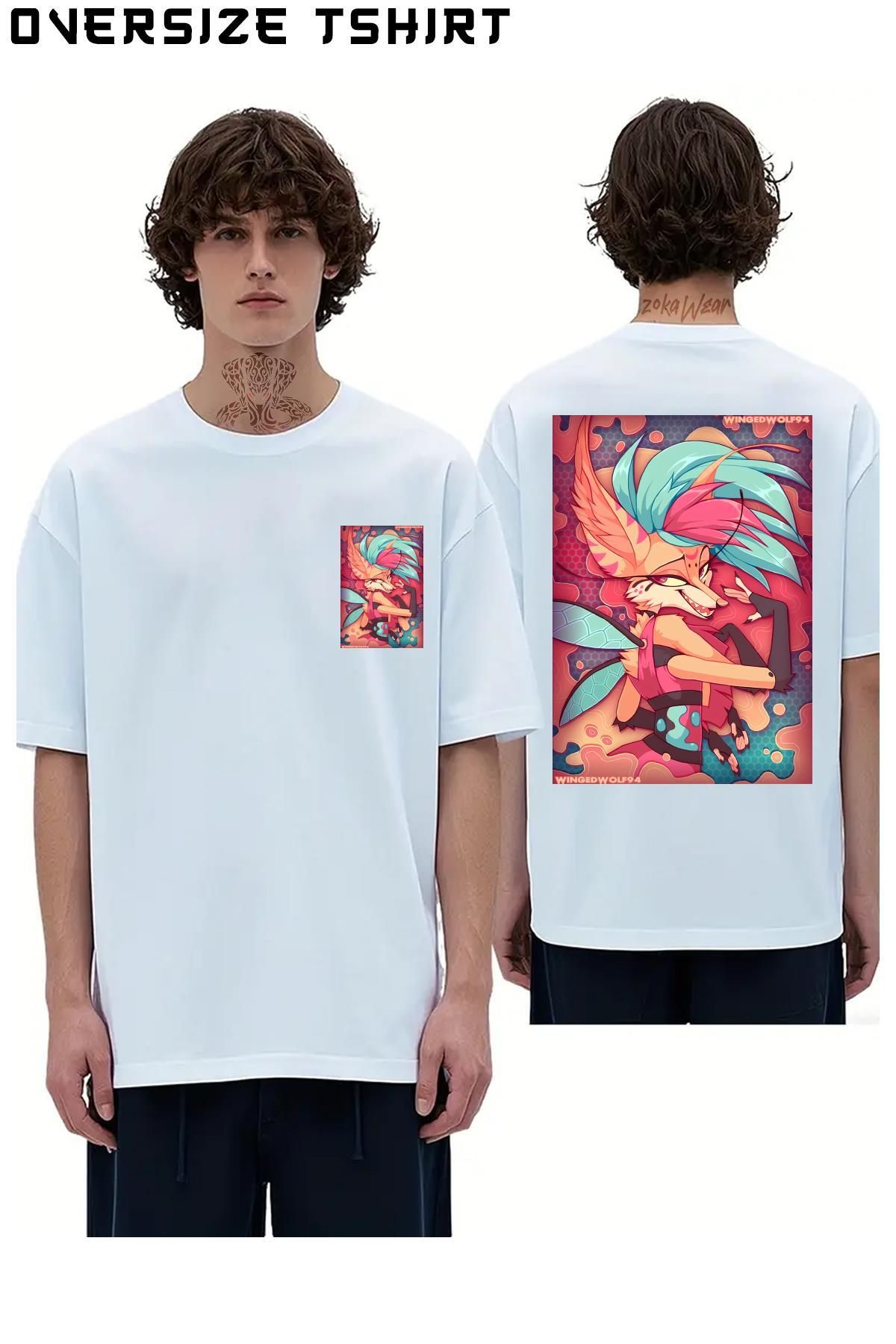ZOKAWEAR Beelzebub-Helluva-Boss Sırt Baskılı Oversize Tişört