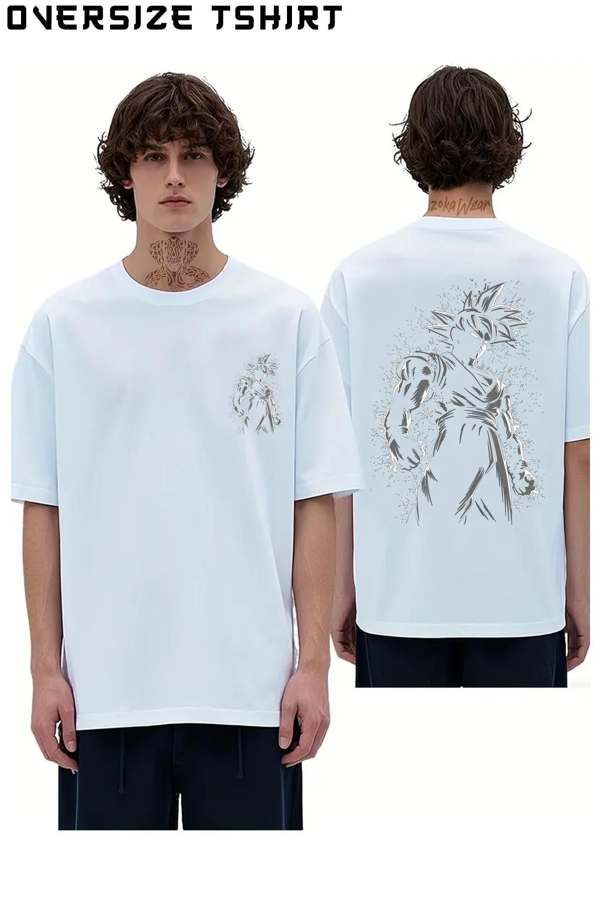 ZOKAWEAR Silhouette-Goku-2 Sırt Baskılı Oversize Tişört