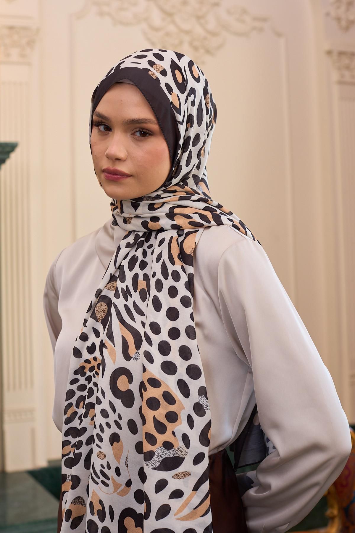 İpekhan İpekhan Soft Şal Beyaz Leopar 3050-03