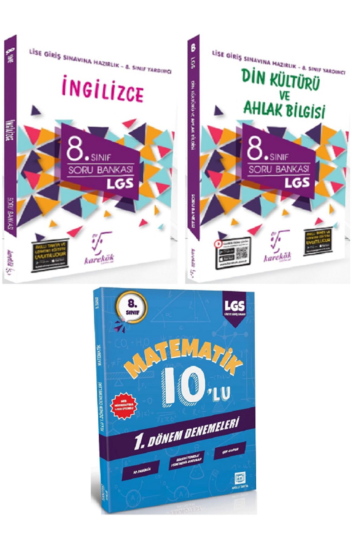 Efsane Yayınları 8.Sınıf Karakök İngilizce + Din Kültürü Soru Bankası / 10'Lu Matematik Deneme HEDİYE - 3 KİTAP