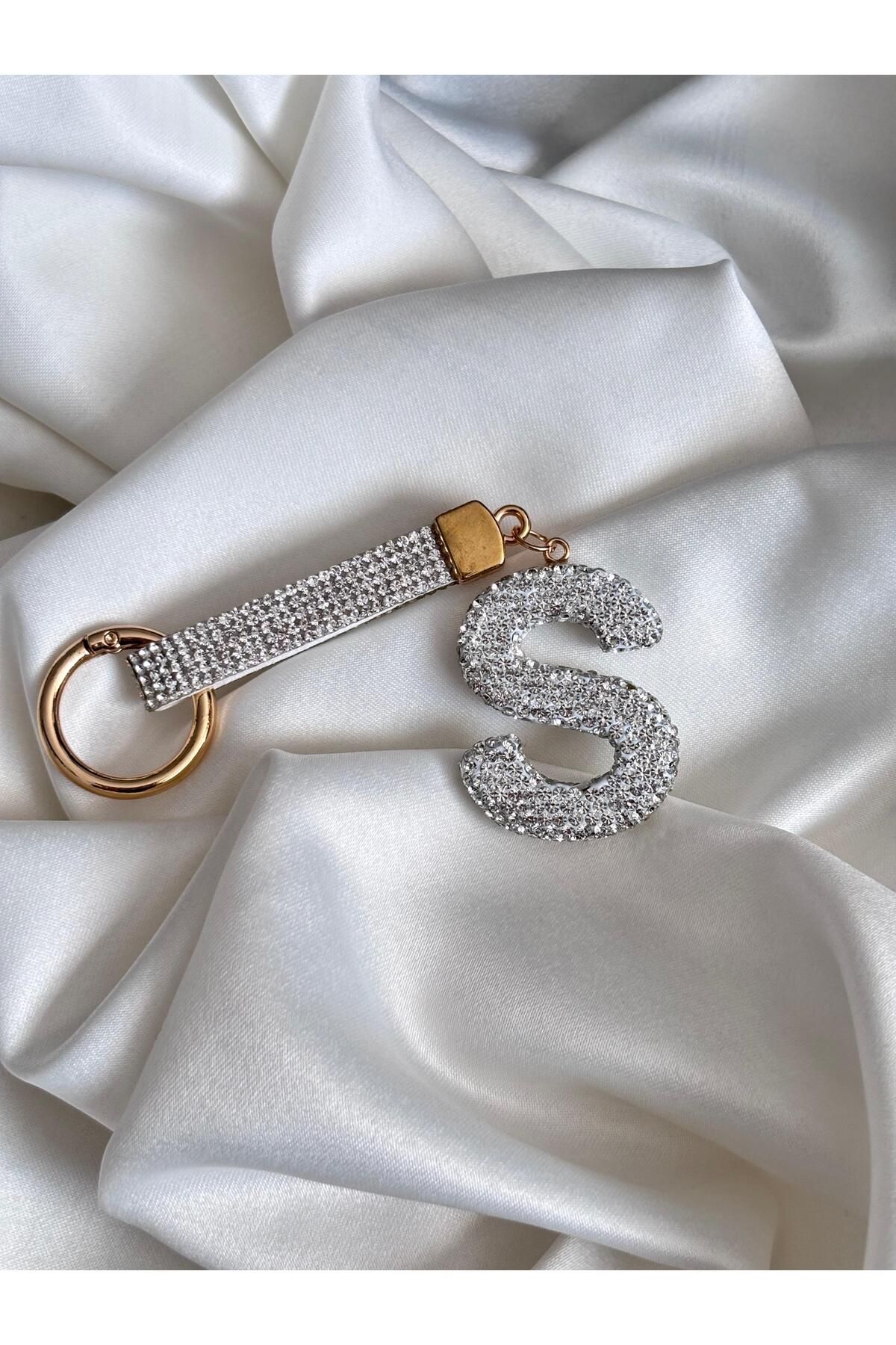 Bellamy Jewelry Taşlı Harf Anahtarlık - Silver - S