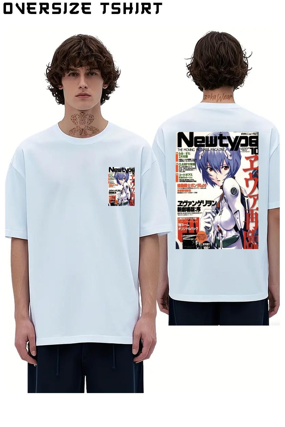ZOKAWEAR Nge---Rei-Ayanami-Magazine-Cover Sırt Baskılı Oversize Tişört