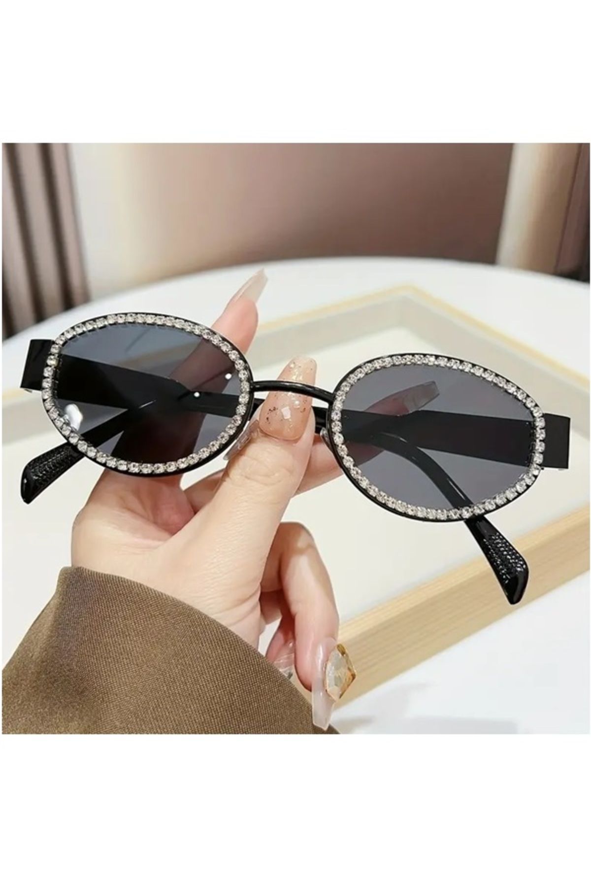 BirYıldızOl Oval Retro Taşlı Güneş Gözlüğü