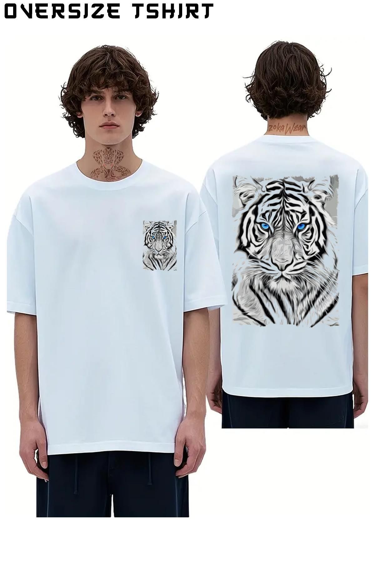 ZOKAWEAR Kaplan-v3 Sırt Baskılı Oversize Tişört