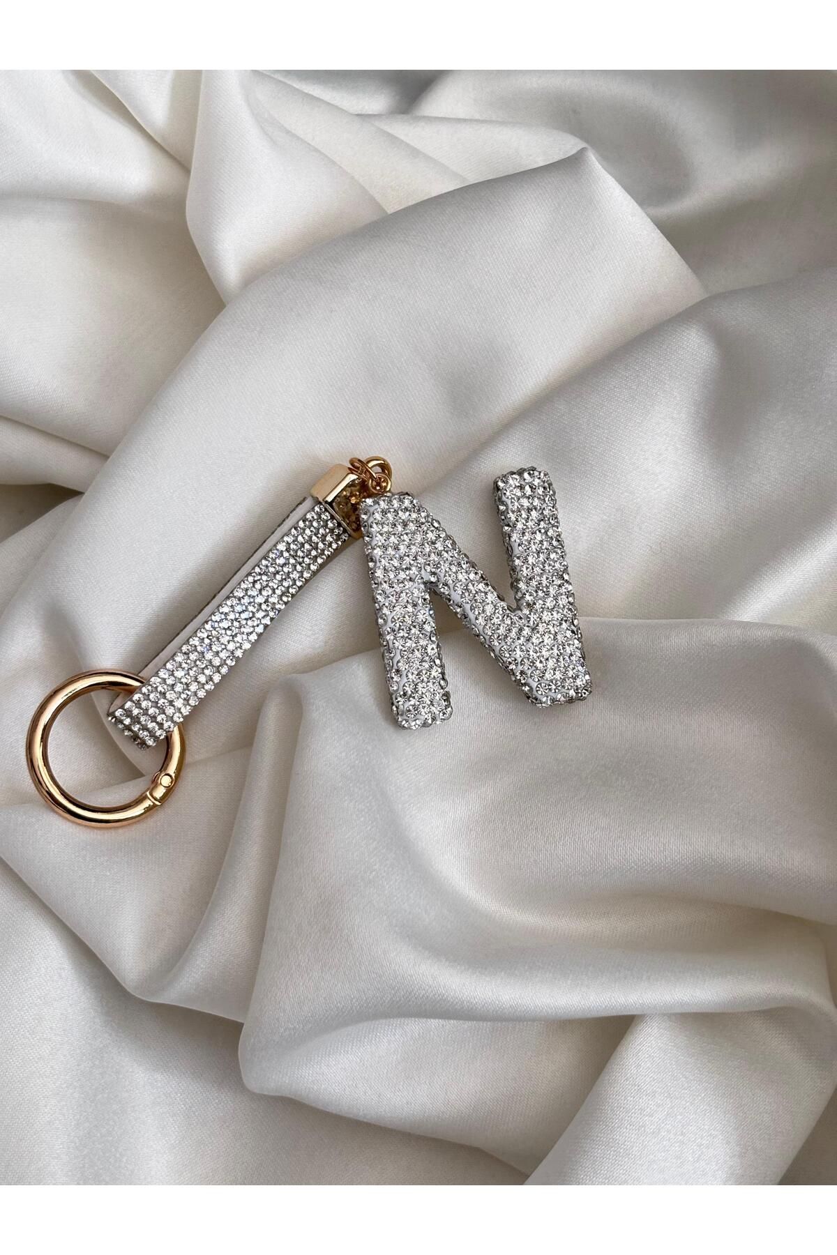 Bellamy Jewelry Taşlı Harf Anahtarlık - Silver - N