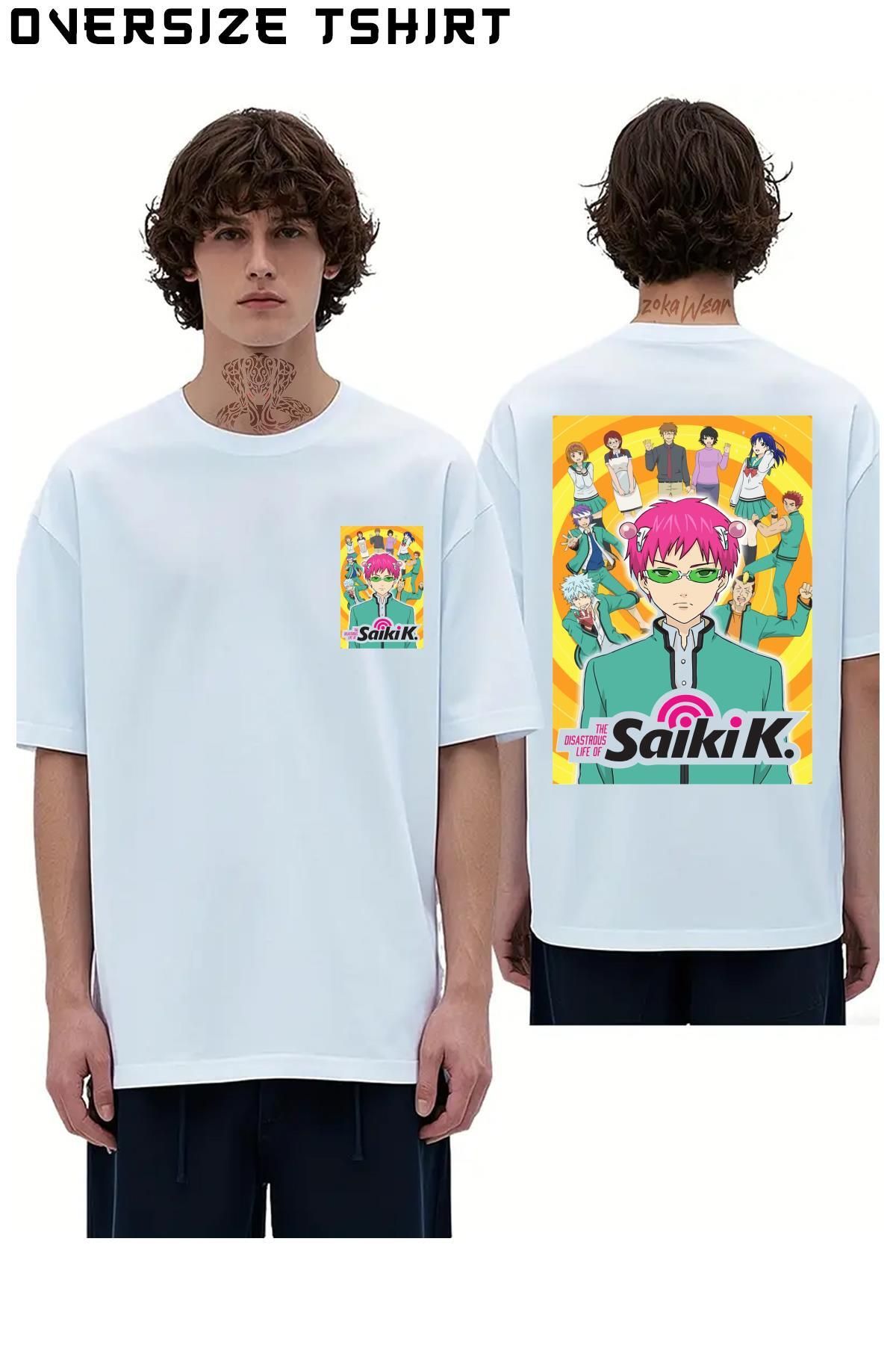 ZOKAWEAR The-Disastrous-Life-Of-Saiki-K-Manga Sırt Baskılı Oversize Tişört