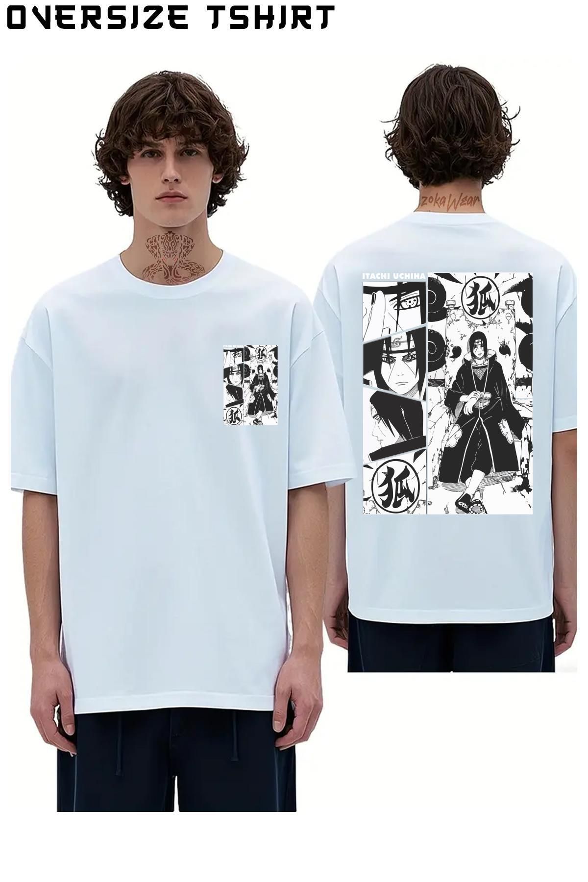 ZOKAWEAR Uchiha-Itachi-Naruto-Tasarım Sırt Baskılı Oversize Tişört