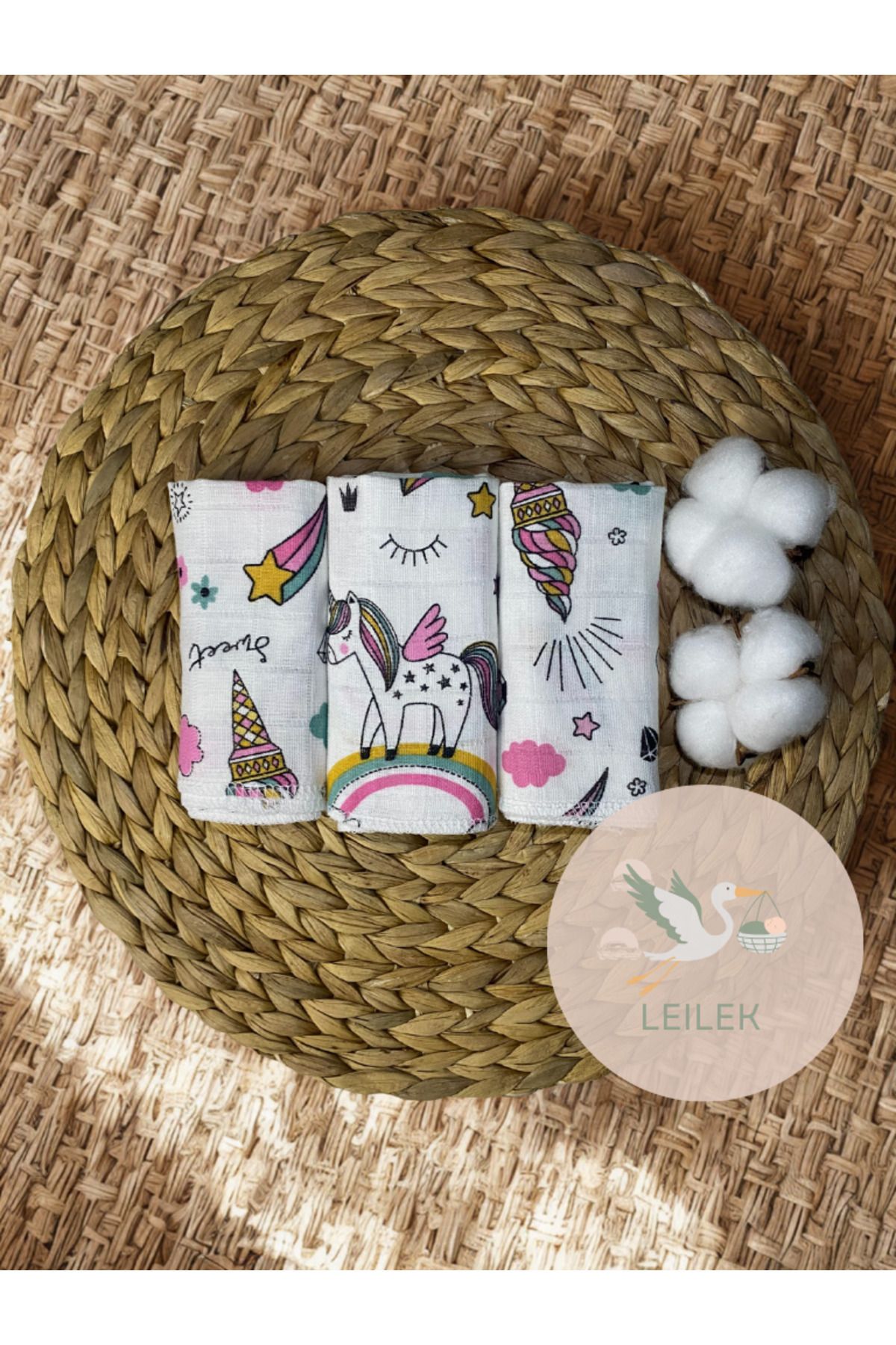 Leilek Unicorn Desenli 3'lü Omuz bezi