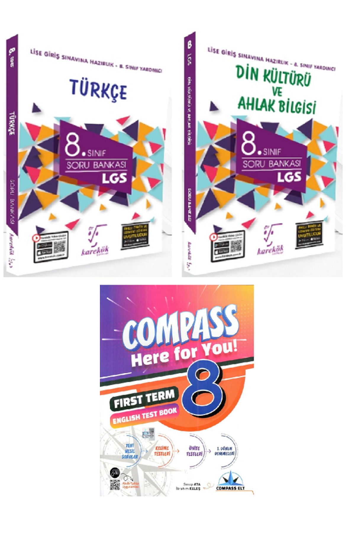 Efsane Yayınları 8.Sınıf Karakök Türkçe + Din Kültürü Soru Bankası / Compass İngilizce Test Book HEDİYE - 3 KİTAP