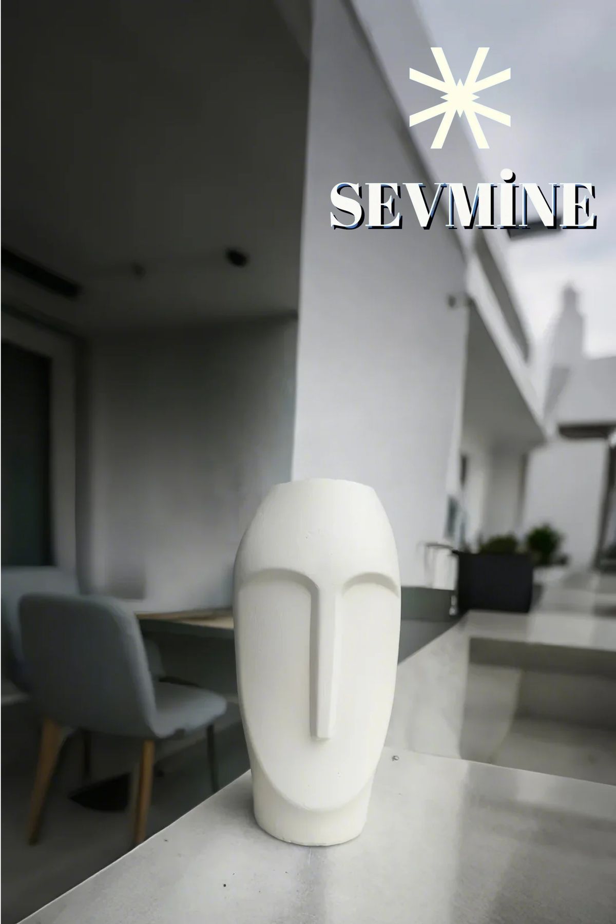 SEVMİNE İskandinav Tarzı Krem Uzun Yüz Long Face Vazo 21 Cm