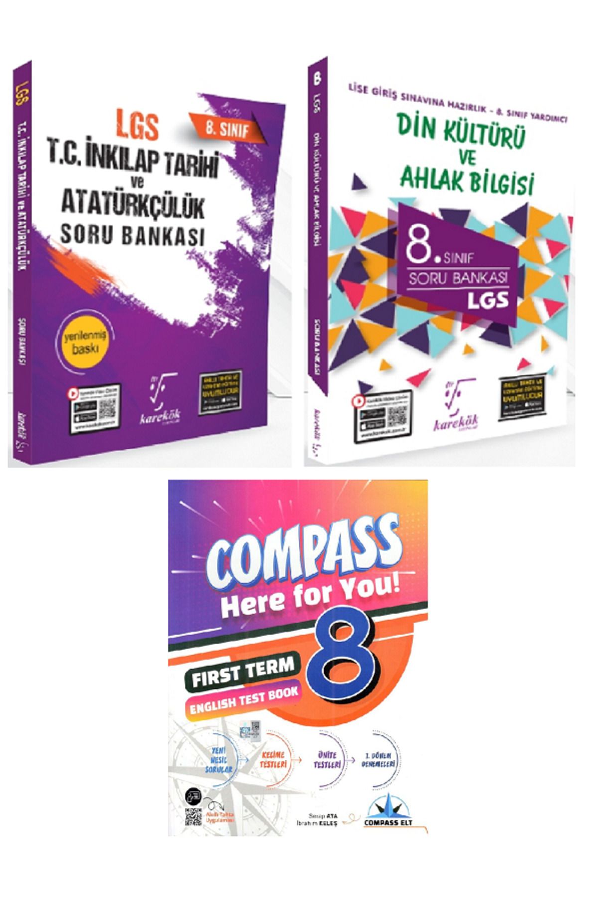 Efsane Yayınları 8.Sınıf Karakök İnkılap Tarihi + Din Kültürü Soru Bankası / Compass İngilizce Test Book HEDİYE -3KİT