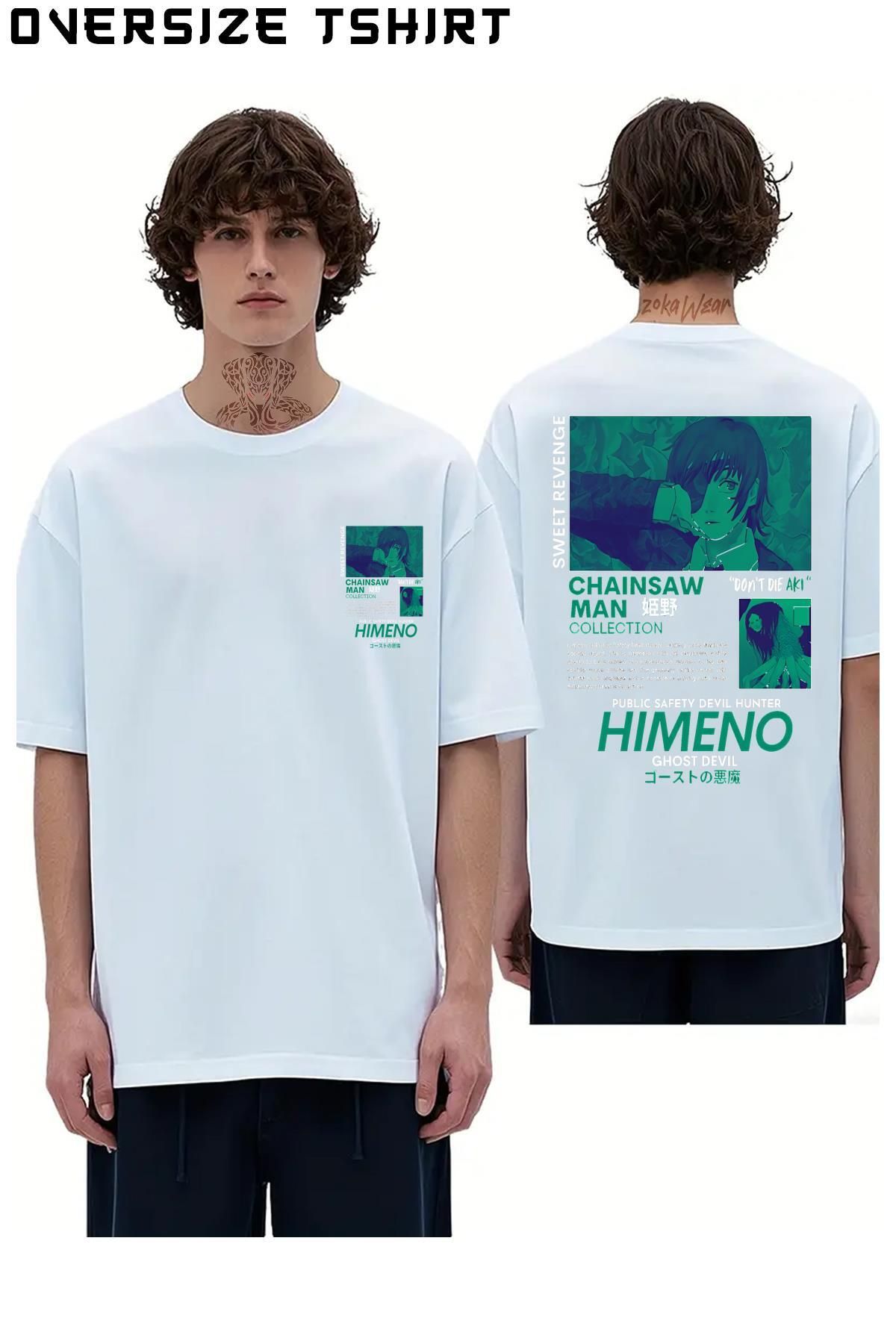 ZOKAWEAR Chainsaw-Man-Himeno-Özel Sırt Baskılı Oversize Tişört