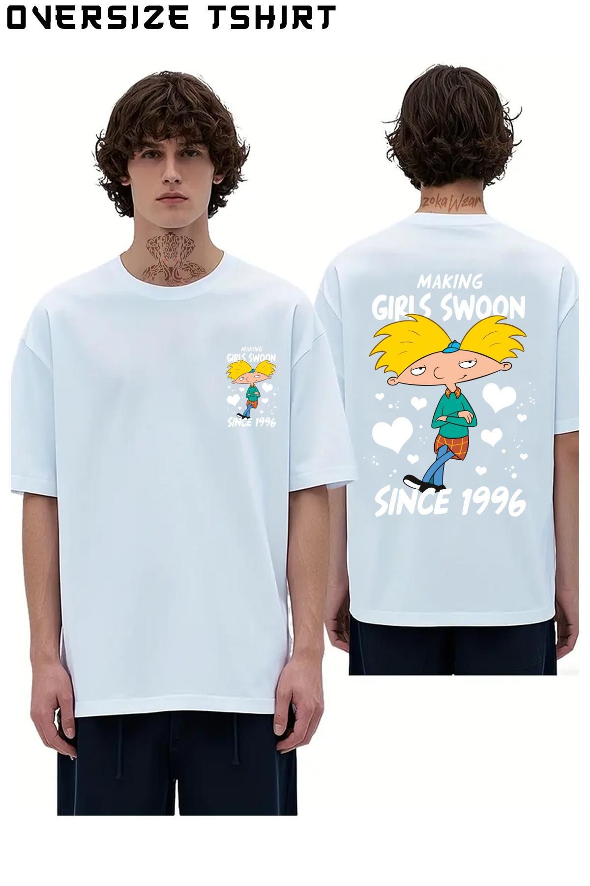 ZOKAWEAR Hey-Arnold!-Valentine's-Day Sırt Baskılı Oversize Tişört