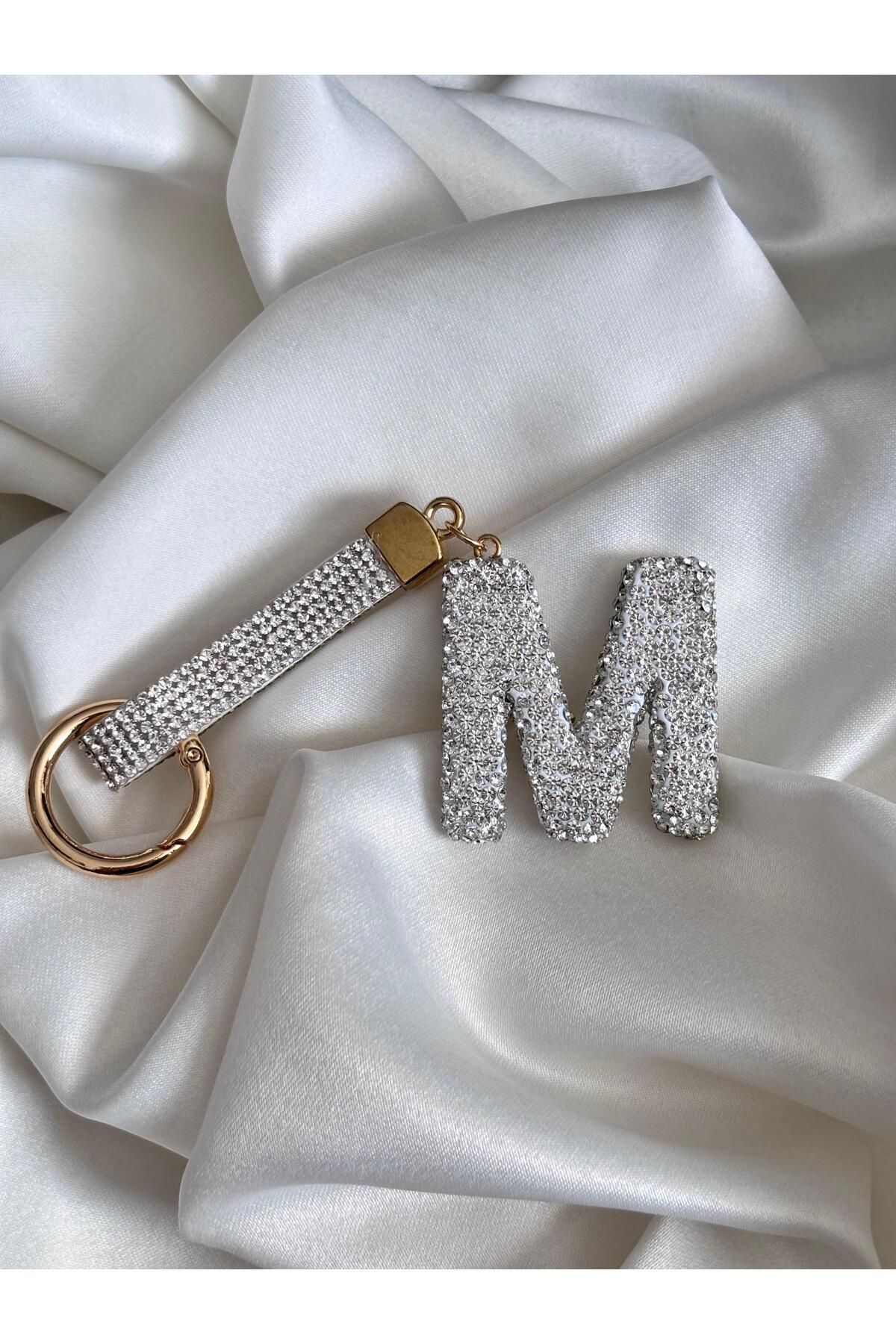 Bellamy Jewelry Taşlı Harf Anahtarlık - Silver - M