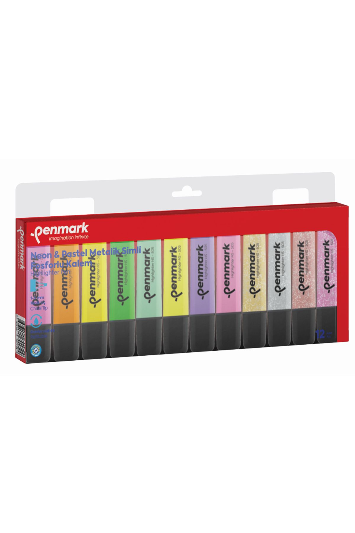 Fosforlu Kalem 12 Li Karışık Renk 4 Neon 4 Pastel 4 Simli