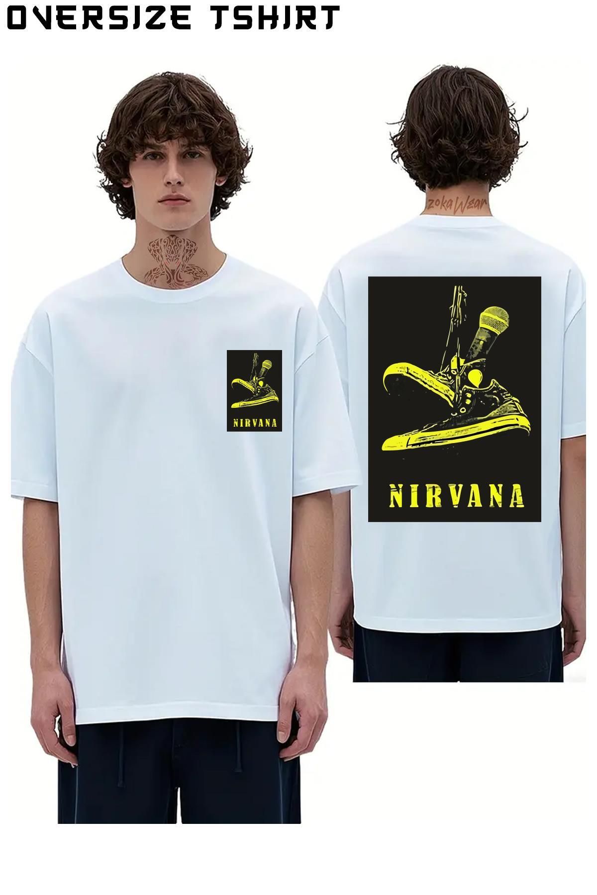 ZOKAWEAR Nirvana-Rock-Metal-Tişört Sırt Baskılı Oversize Tişört