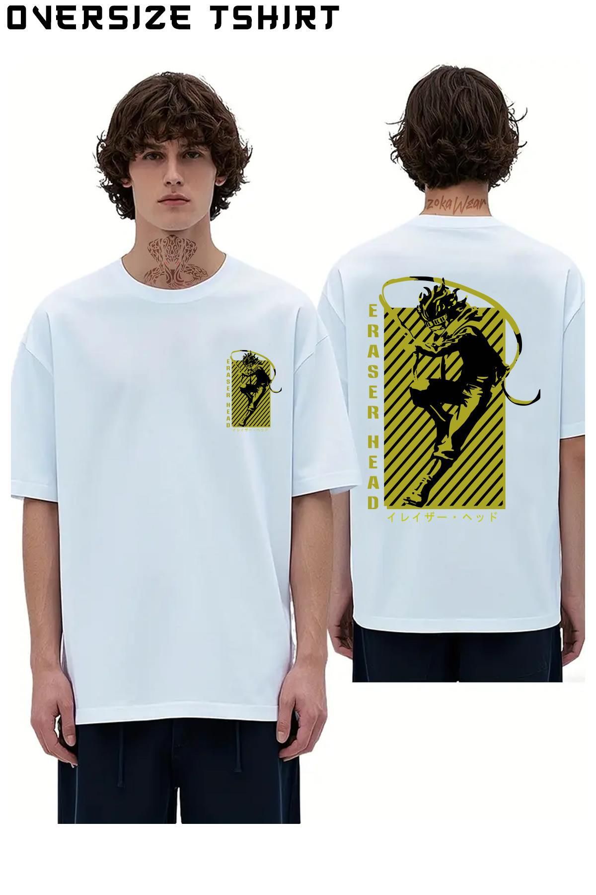 ZOKAWEAR My-Hero-Academia-Shota-Aizawa-(ERASER-HEAD) Sırt Baskılı Oversize Tişört