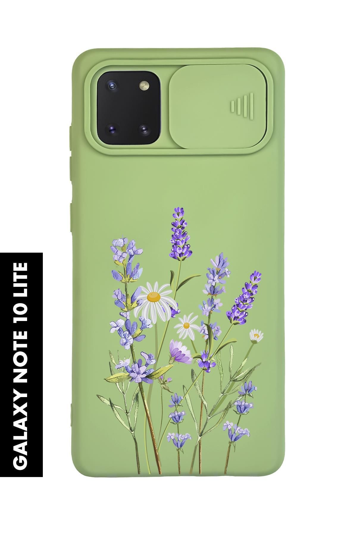 mooodcase Samsung Note 10 Lite Uyumlu Lavender Desenli Slider Kamera Korumalı Telefon Kılıfı