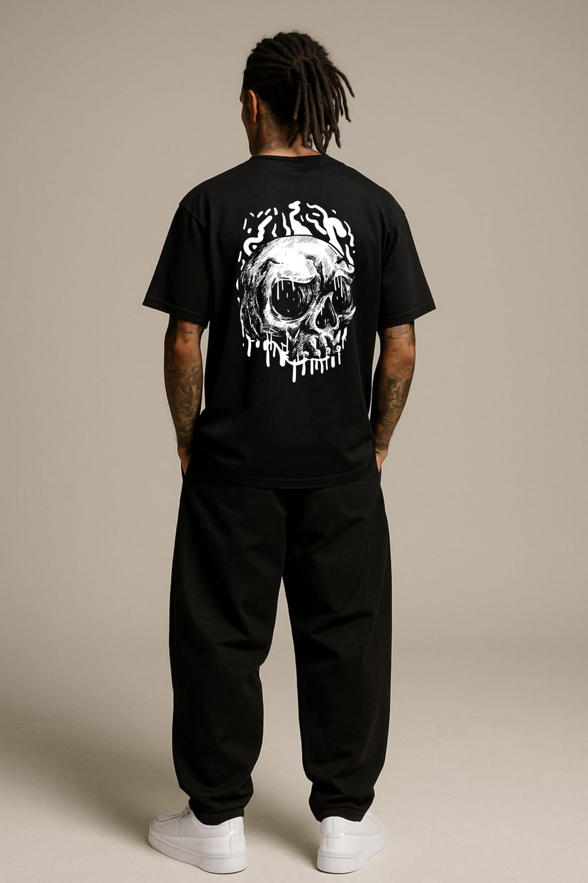 MAYK STREETWEAR OVERSIZE TSHIRT - UNISEX SKULL BASKILI TSHIRT