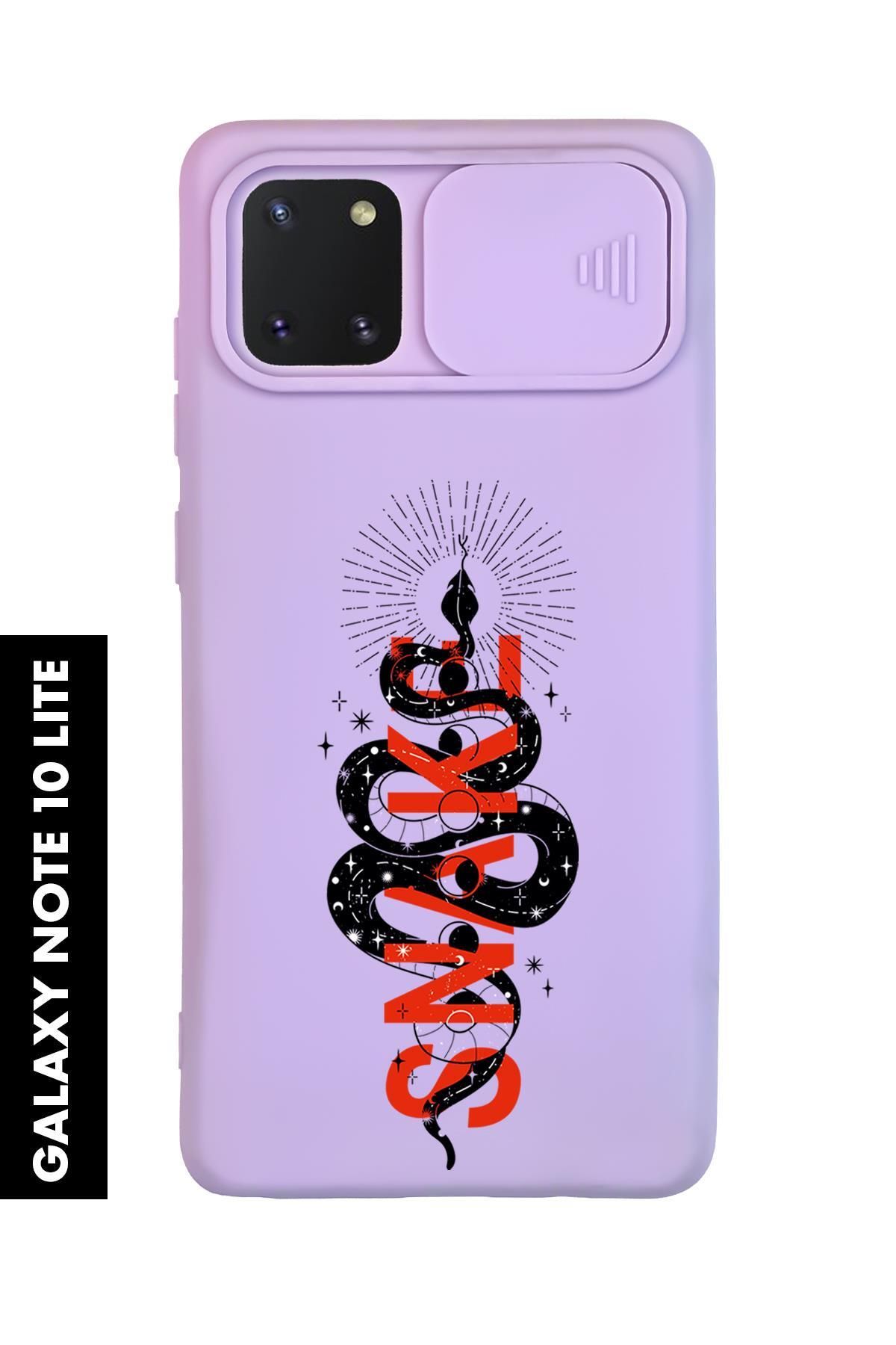 mooodcase Samsung Note 10 Lite Uyumlu Snake Desenli Slider Kamera Korumalı Telefon Kılıfı