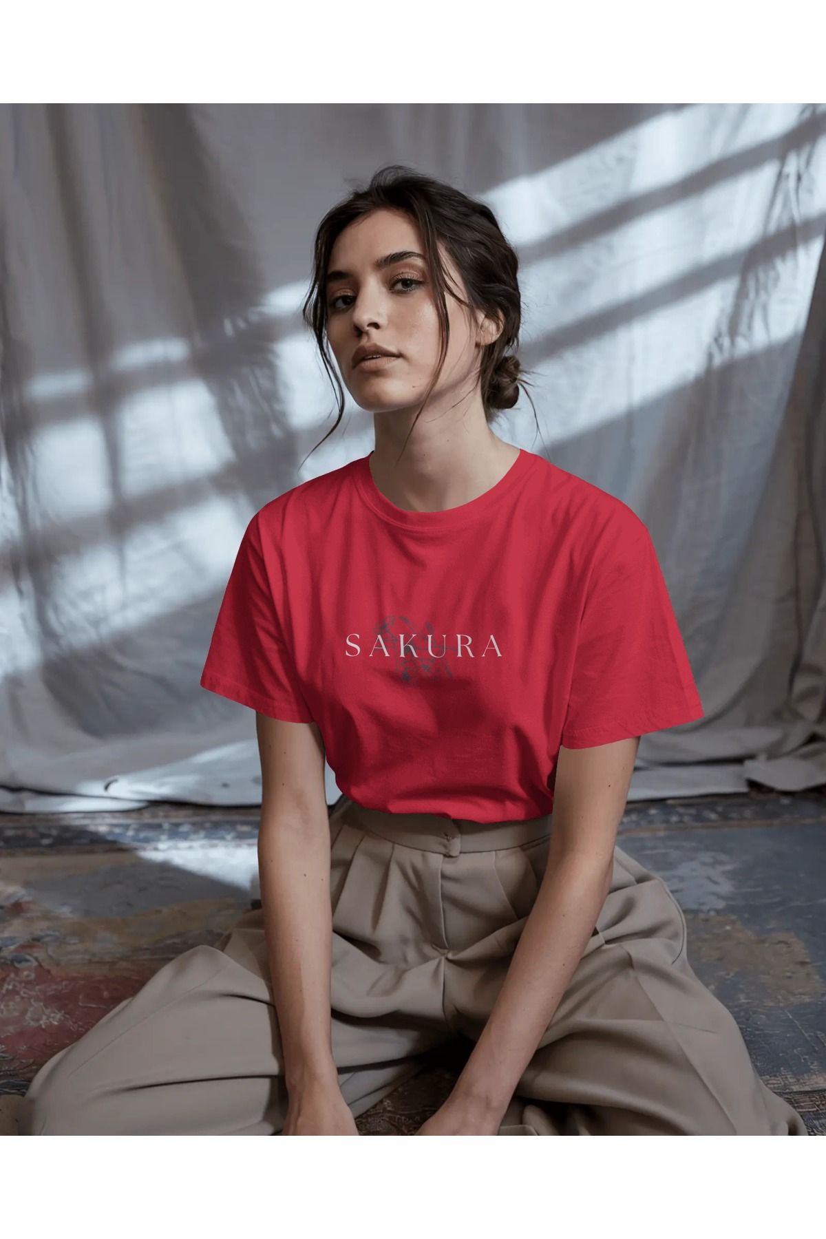 Mollis Sakura Kadın Baskılı Oversize T-Shirt