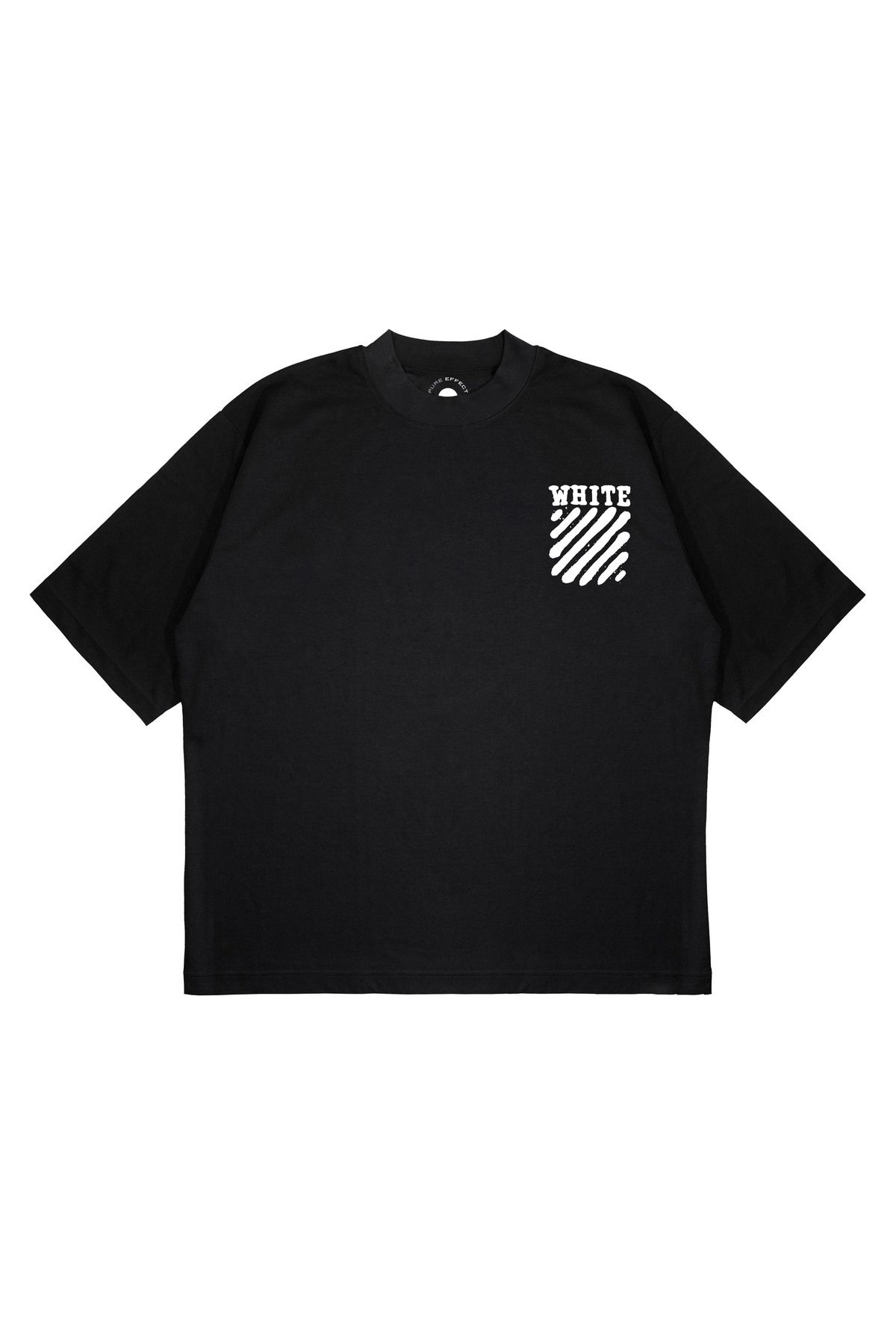 PURE EFFECT Unisex Oversize OFF WHITE SPRAY Baskılı Boxy Fit Kalın Kumaşlı T-shirt